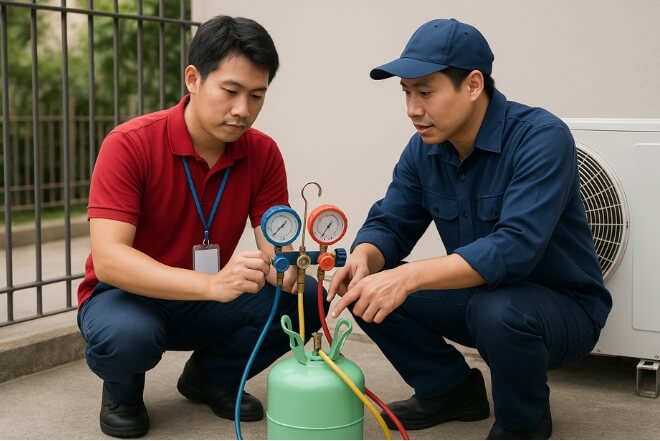 Bơm Gas máy lạnh tại Bình Tân